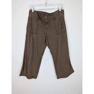SO Capris Pants Juniors 11 Brown Cropped Studded Pockets Casual Cotton Y2K